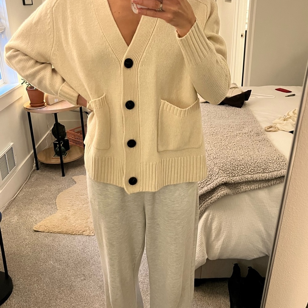 Cream Cardigan w/ black buttons